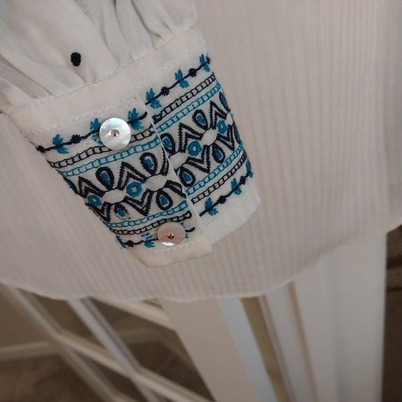 Veronica Beard Carta Embroidered Silk & Cotton Blouse - Picture 5 of 5